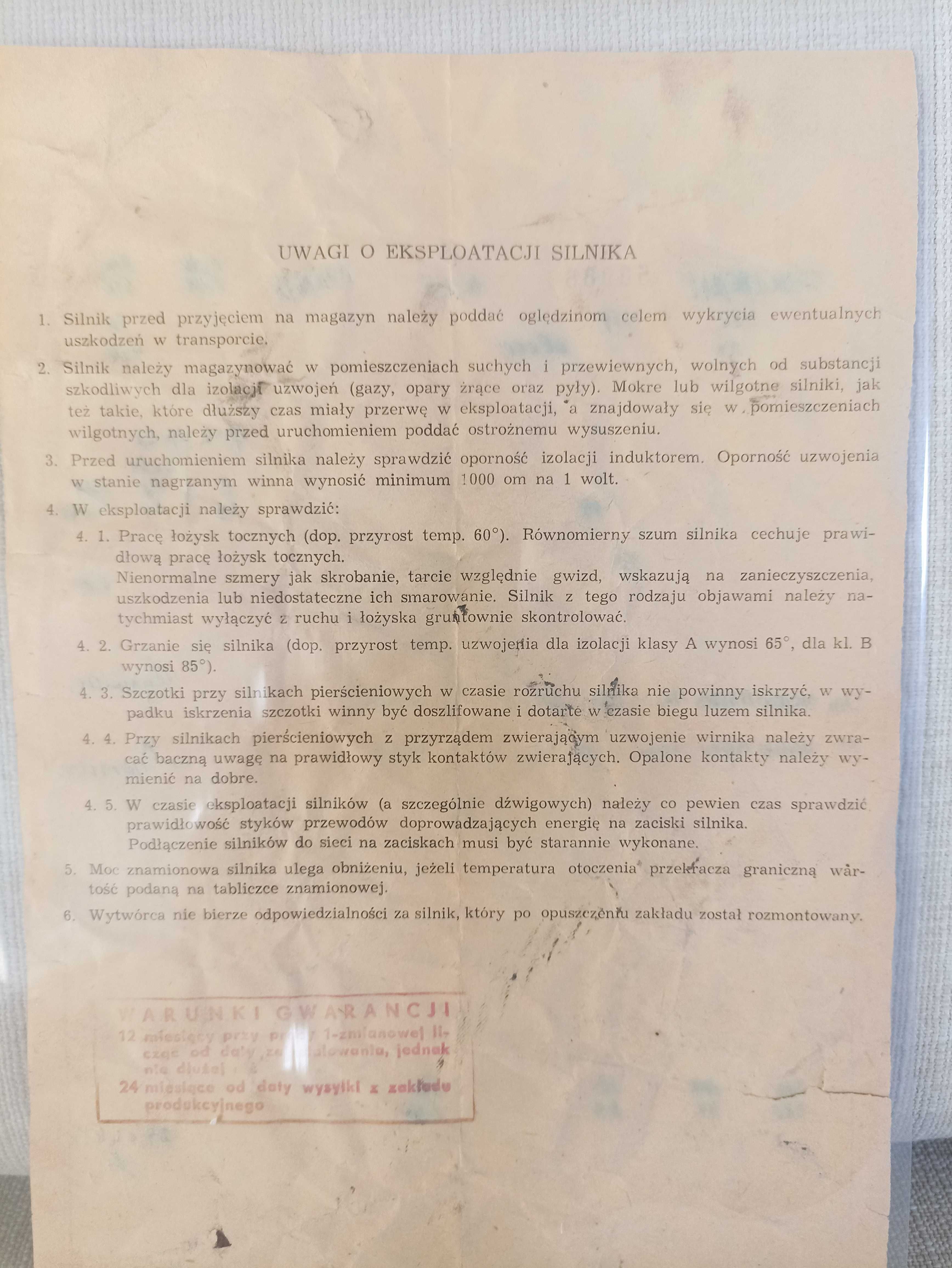 Stare świadectwo kontroli technicznej silnika Celma Cieszyn 1968 PRL