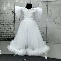 Сукня біла випускна садочок плаття пишне блиск  5-6