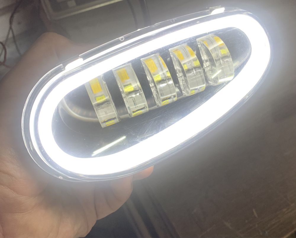 Противотуманки LED Ланос с ДХО 5 линз Металл