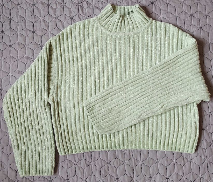 Sweter H&M, r38, szenila, miętowy