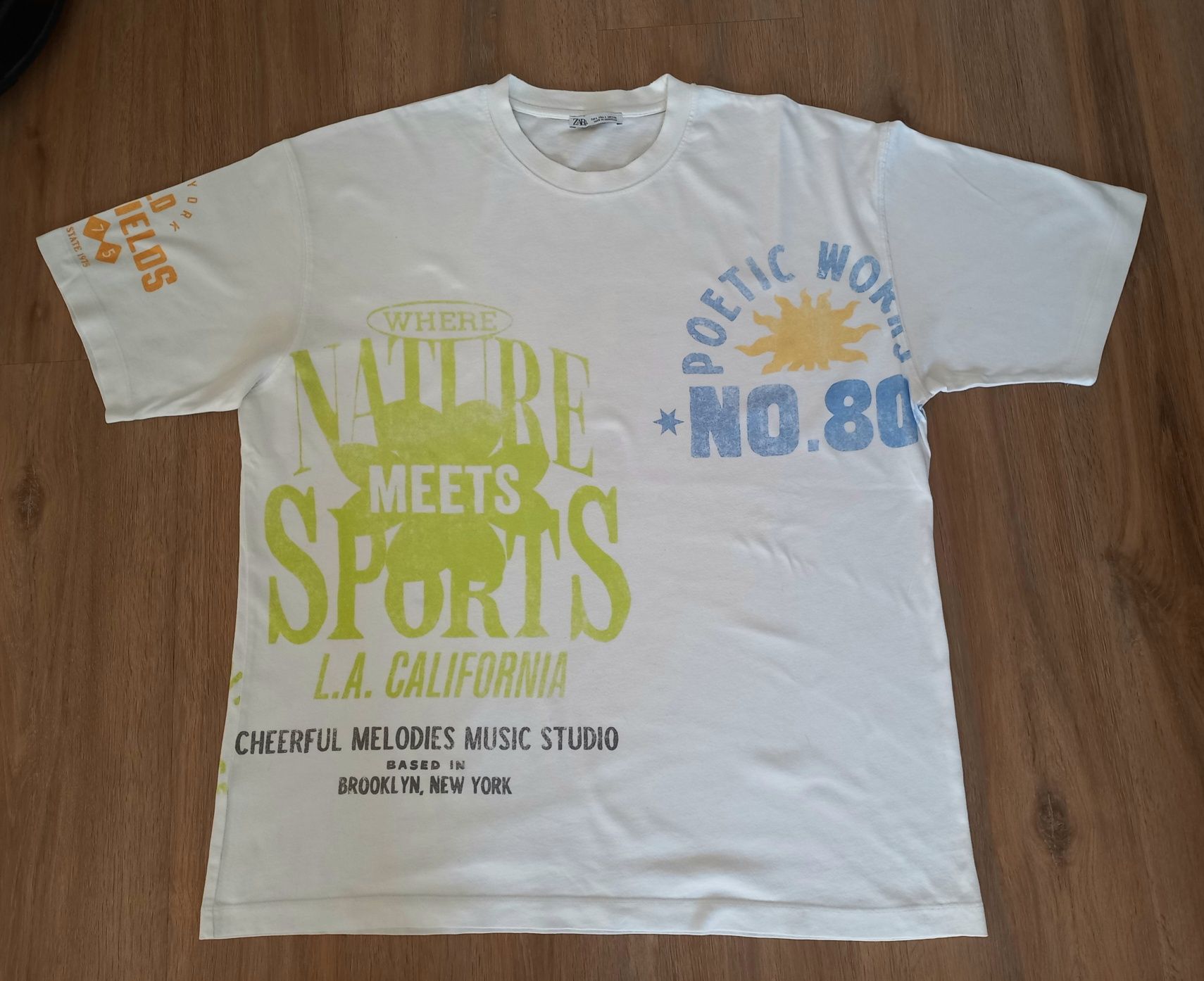 Koszulka T-shirt ZARA męska oversize Boxy Fit rozmiar L (42)