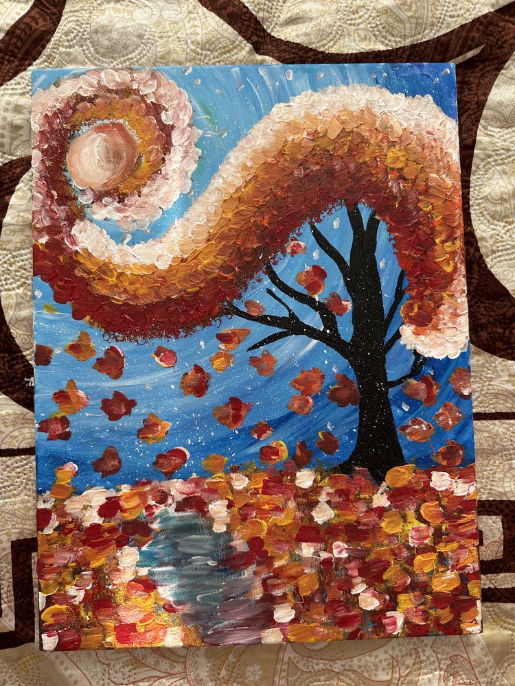 Картина акрилом Яскрава осінь