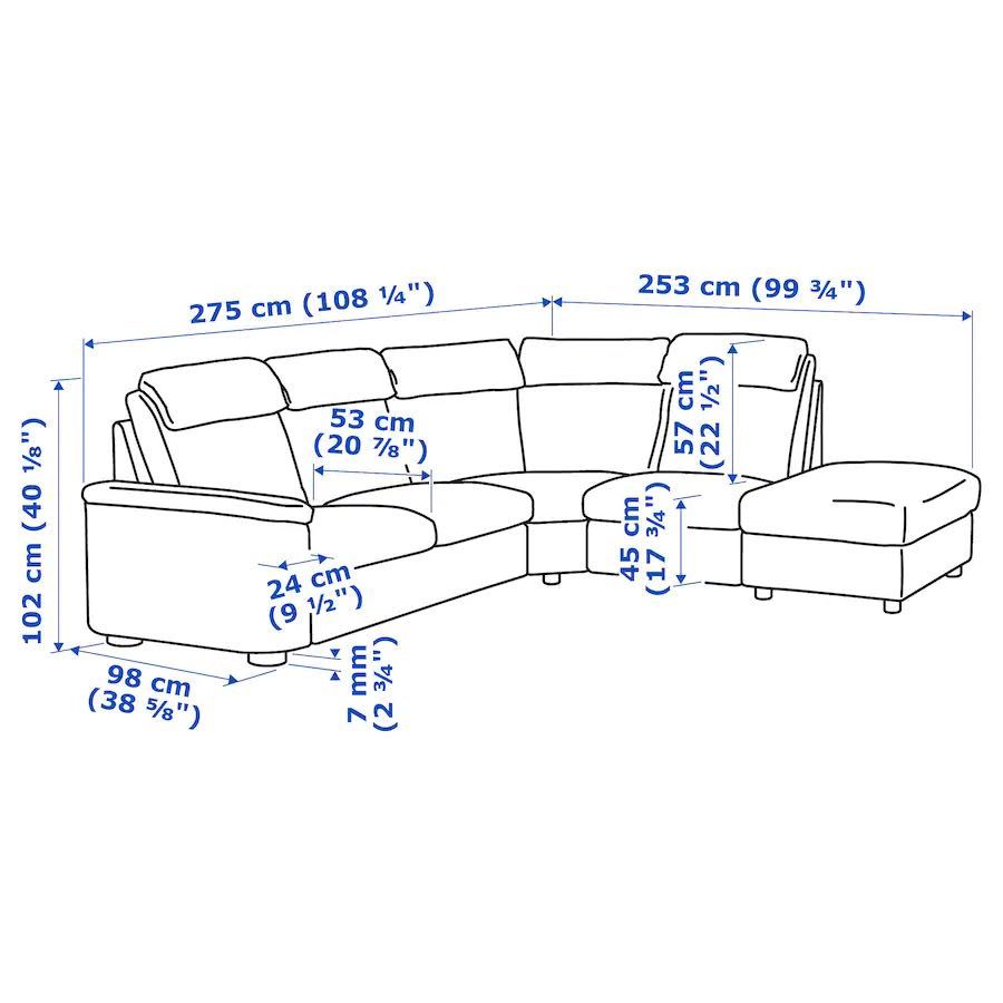 LIDHULT 5-os sofa narożna rozkładana Grann/Bomstad,ciemnobrązowy,skóra