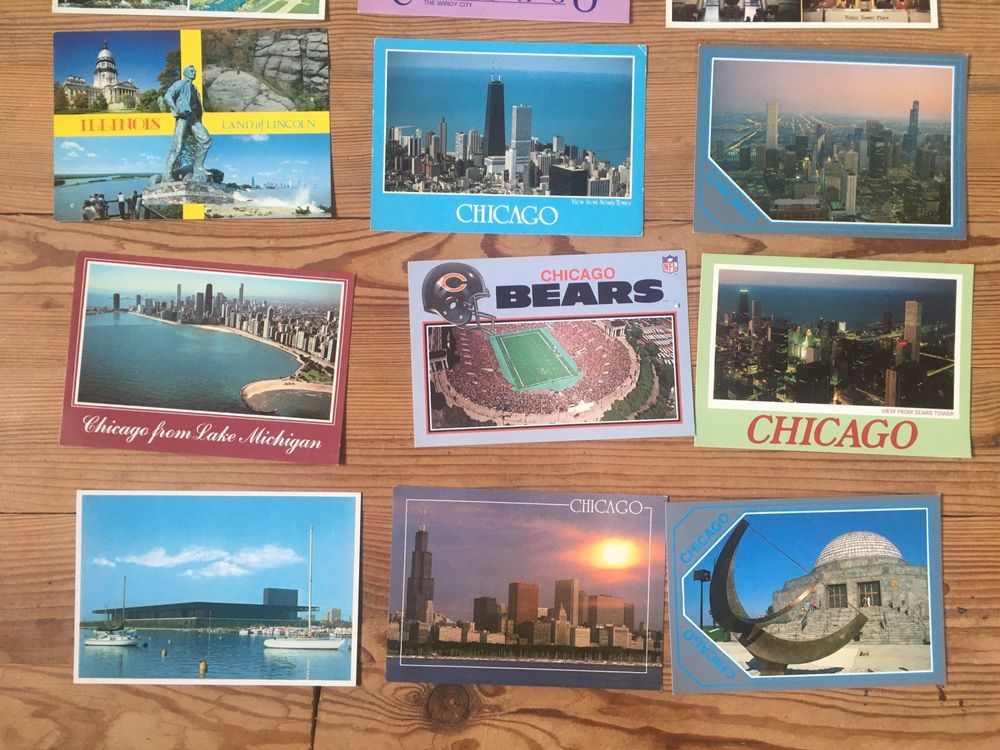 Kolekcja retro pocztówek z Chicago