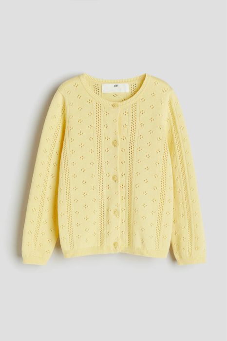 Sweter zapinany na guziki ażurowy H&M 134 140 dziewczynka bawełna