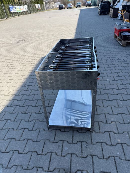 Duży grill gastronomiczny gazowy – stal nierdzewna, 2 strefy
