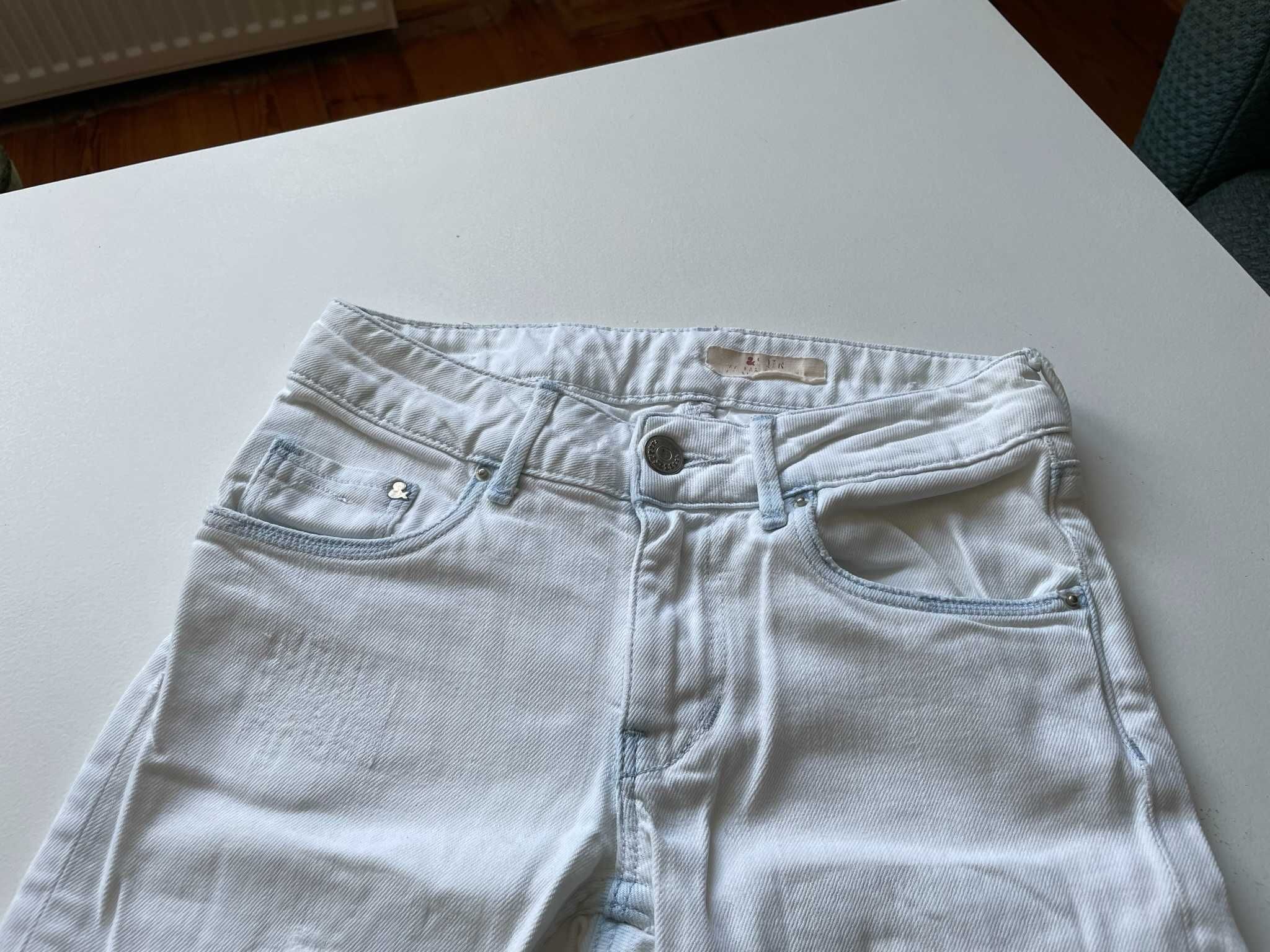 H&M białe jasne dżinsy jeansy rurki z przetarciami r. 140