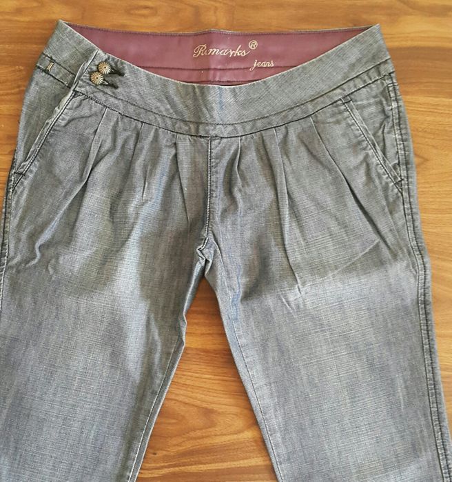 Жіночі стильні сірі штани Женские брюки из тонкой джинсовой ткани модн