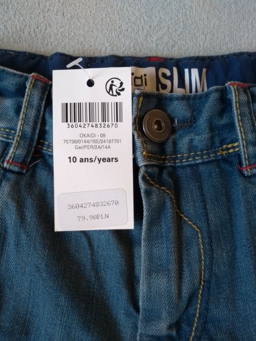 Nowe krótkie spodnie jeansowe r 140 Okaidi
