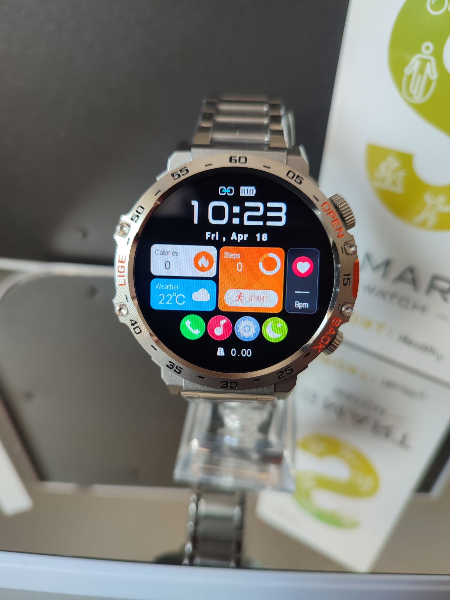 Nowy męski Smartwatch zegarek bluetooth branzoletka srebrny