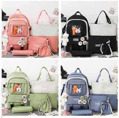 Школьный комплект 5 в 1 - Школьный рюкзак + 5 значков и 1 брелок