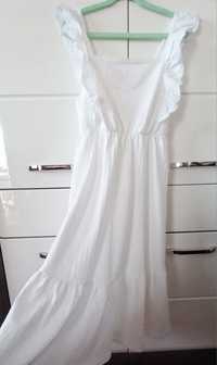 Sukienka z bawełny strukturalnej haft Zara r. 164