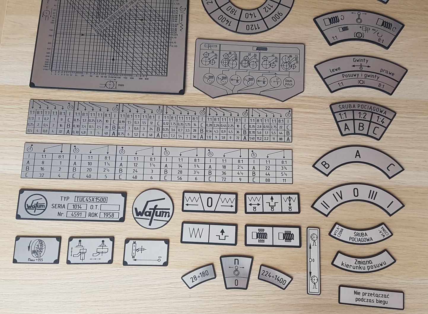 Tokarka TUC-45 Tabliczka Tabliczki Tabela Gwintów