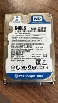 Жорсткий диск hdd 640Gb WD Scorpio Blue