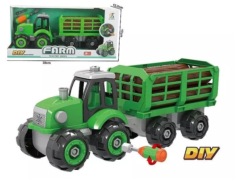 Traktor z przyczepą do skręcania ze śrubokrętem. Adar