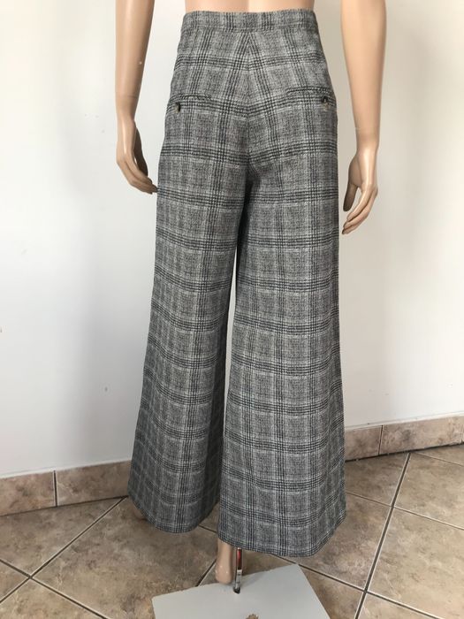 Isabel Marant spodnie kuloty pepitka szeroka nogawka S