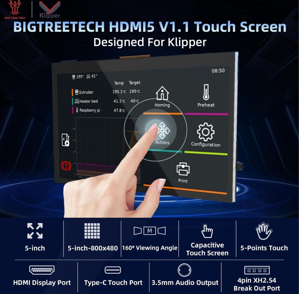 BIGTREETECH Duży wyświetlacz HDMI5 V1.1 5" do drukarki 3D