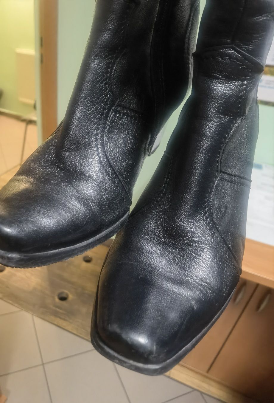 Buty jesienno zimowe damskie skórzane kozaki 37 skóra naturalna
