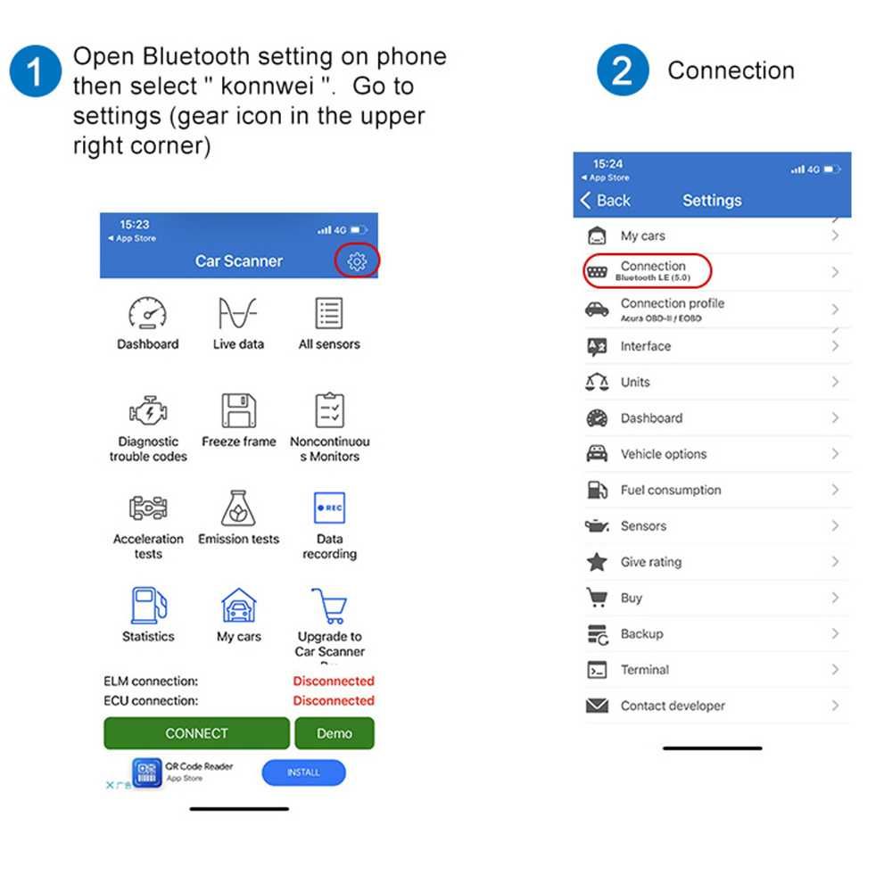 Skaner Interfejs diagnostyczny OBD KONNWEI KW906 iPhone Android