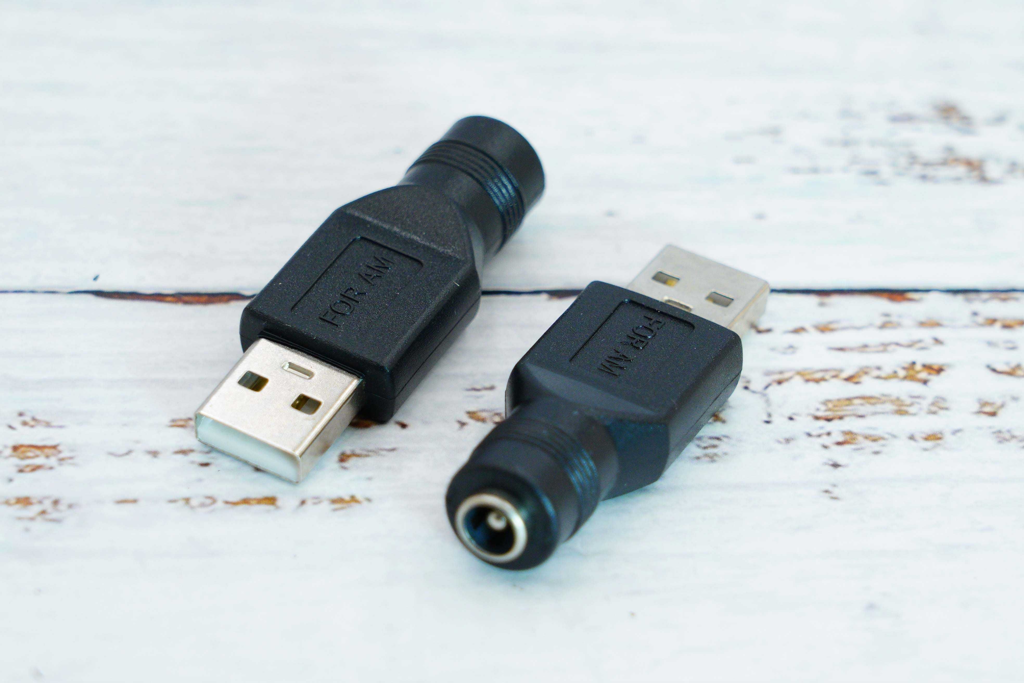 Адаптер конвертор DC 5,5*2,1 мм (мама) - USB 2.0 (папа)