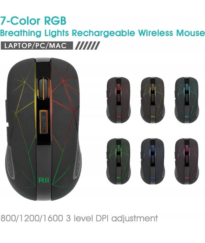 Bezprzewodowa myszka Rii RGB