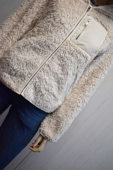 Bluza 34 XS zasuwana ciepła pluszowa z kapturem oversize ocieplana