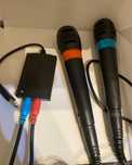Oryginalne 2 Mikrofony + Konwerter Sony SingStar PS3 PS2 Mikrofon