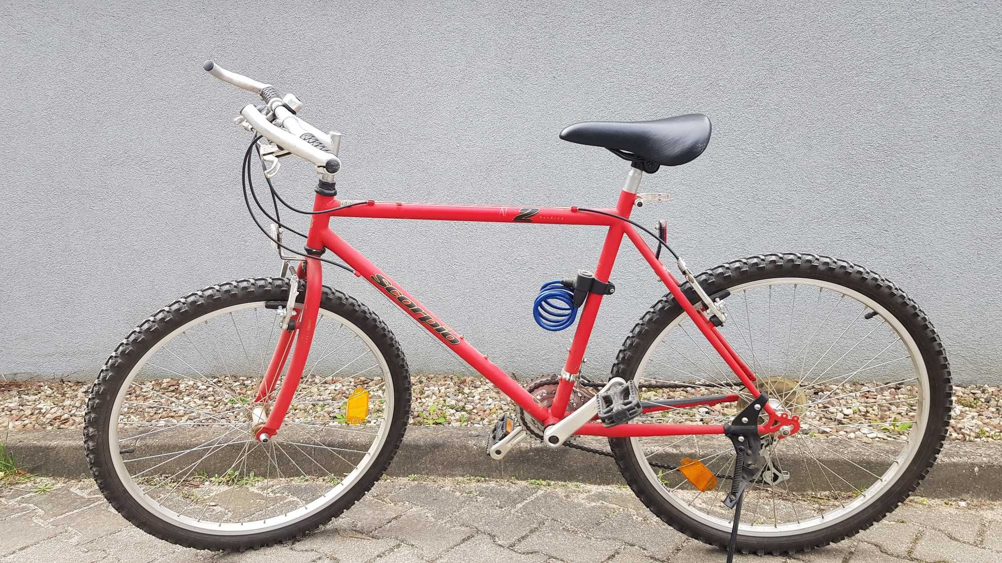 Efektowny czerwony rower Scorpio, koła Kenda 26 cali, Gdańsk