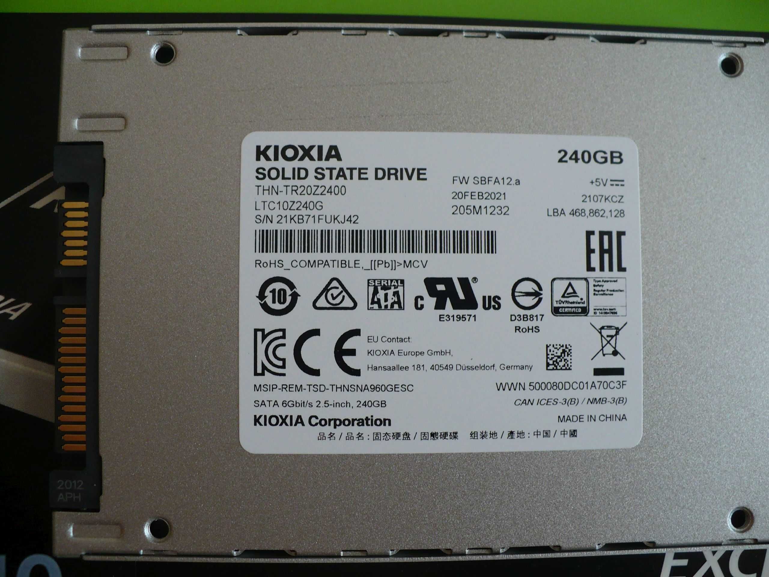 Dysk KIOXIA 240GB 2,5" SATA SSD EXCERIA - używany, sprawny