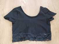 Bluzka top czarna koronka Xs nowa