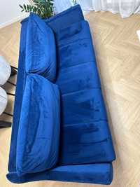 SOFA WELUROWA  koloru granatowego + FOTEL „uszak”