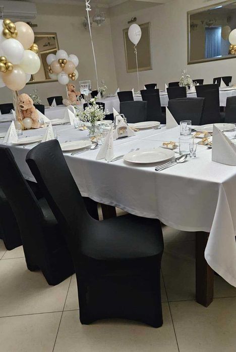 POKROWCE ELASTYCZNE CZARNE na krzesła na różne przyjęcia