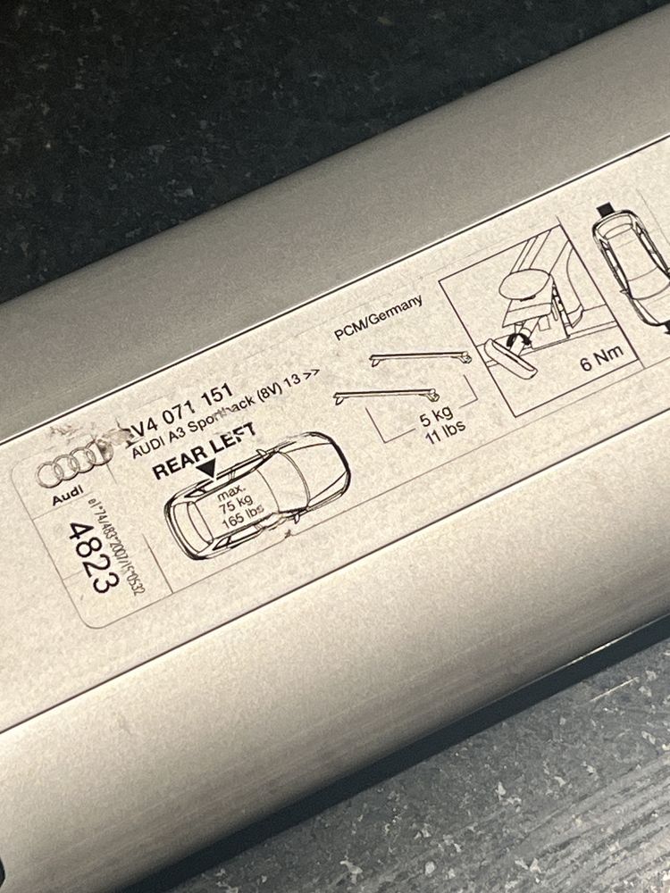 Bagażnik dachowy do Audi A3 - baza / belki aluminiowe