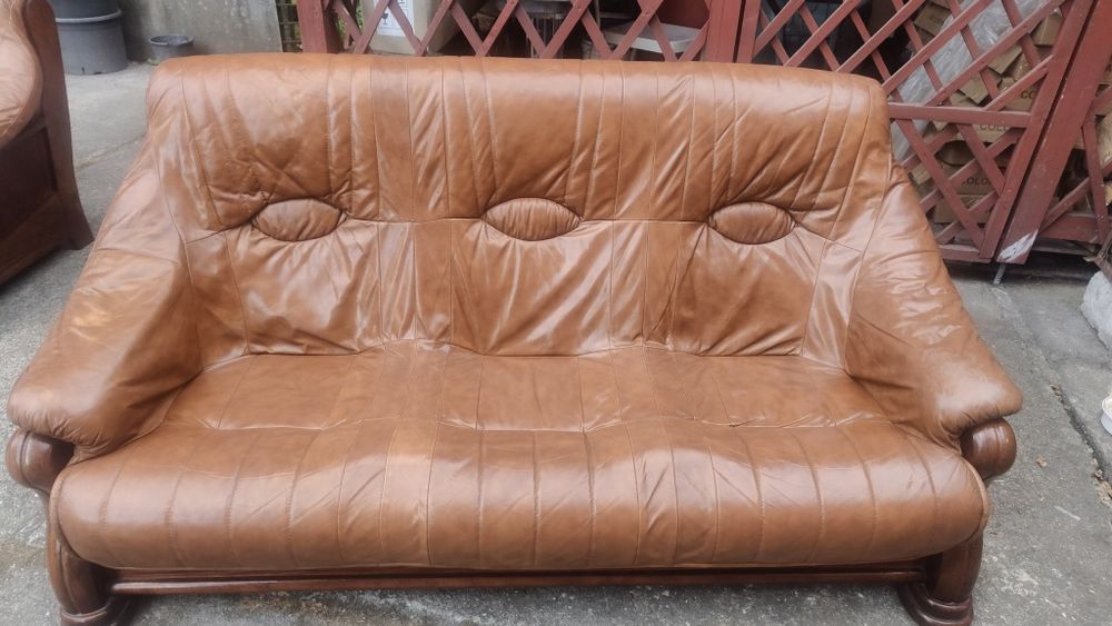 Komplet mebli skórzanych 3+2