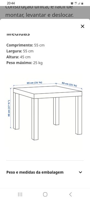 Mesa de apoio Lack da Ikea