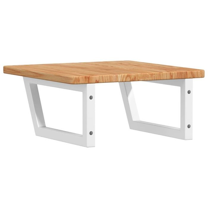 vidaXL Półka ścienna pod umywalkę, stal i lite drewno dębowe