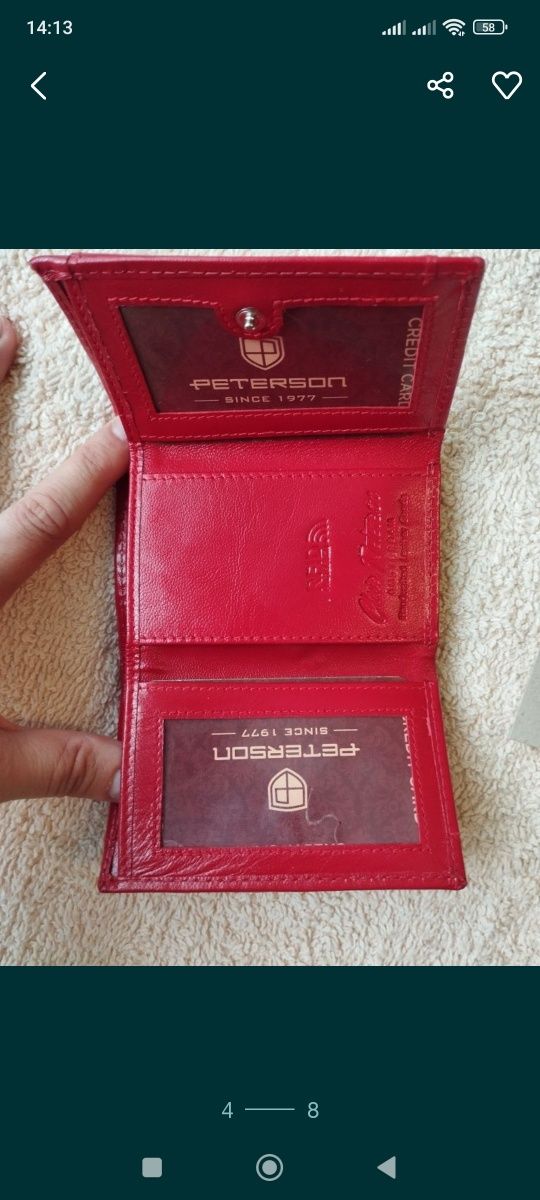 Mały skórzany portfel damski Peterson skóra naturalna