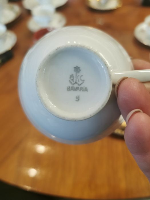 DUO stara porcelana Bavaria czarny złoty filiżanka spodek