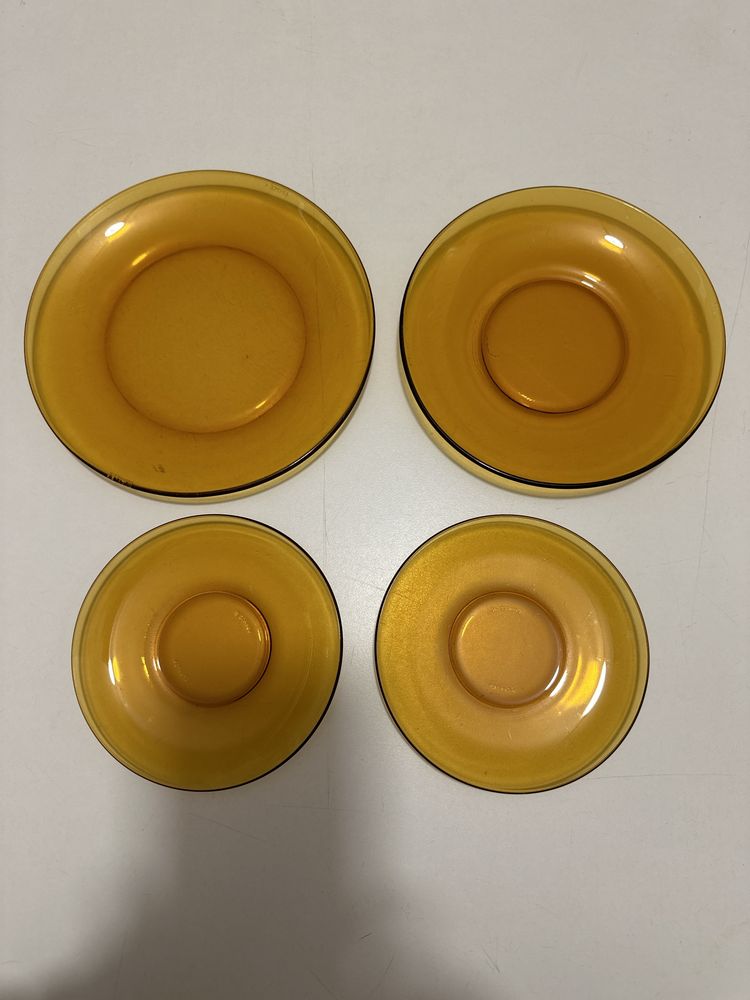 DURALEX 4 peças de louça (pratos) marca francesa cor castanho/laranja