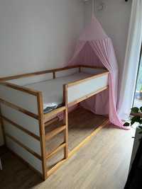 Łóżko dzieciece Ikea Kura piętrowe z baldachimem materacem pokrowcem