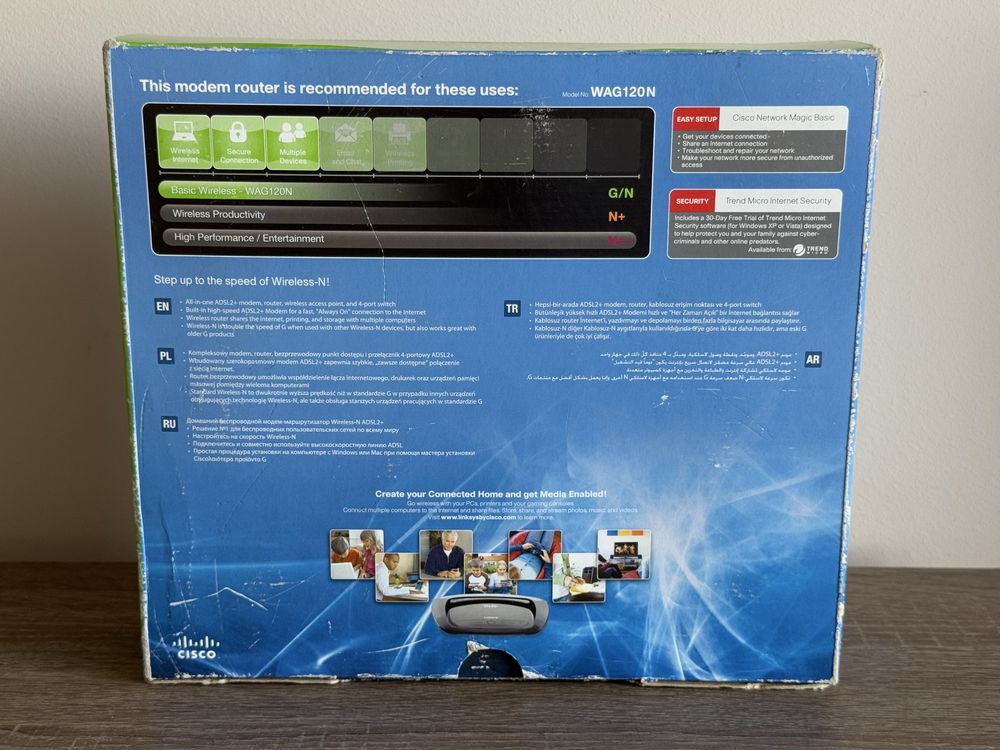 Cisco Linksys WAG120N router bezprzewodowy WiFi komplet