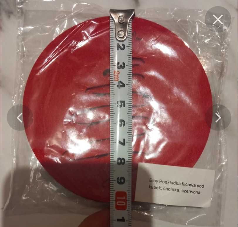 Nowe czerwone podkładki pod kubek, ozdoby, dekoracje