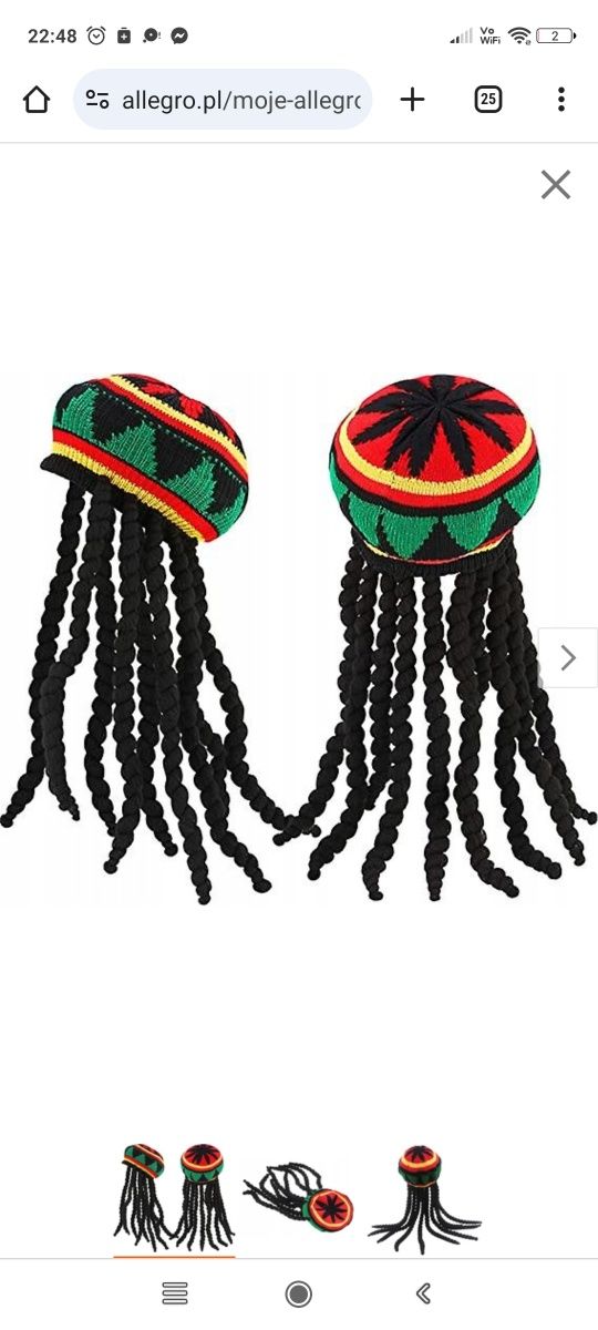 Peruka bob Marley dredy kostium reggae rasta