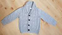 Nowy sweter sweterek rozpinany szalowy kolnierz F&F 86/92/98cm szary