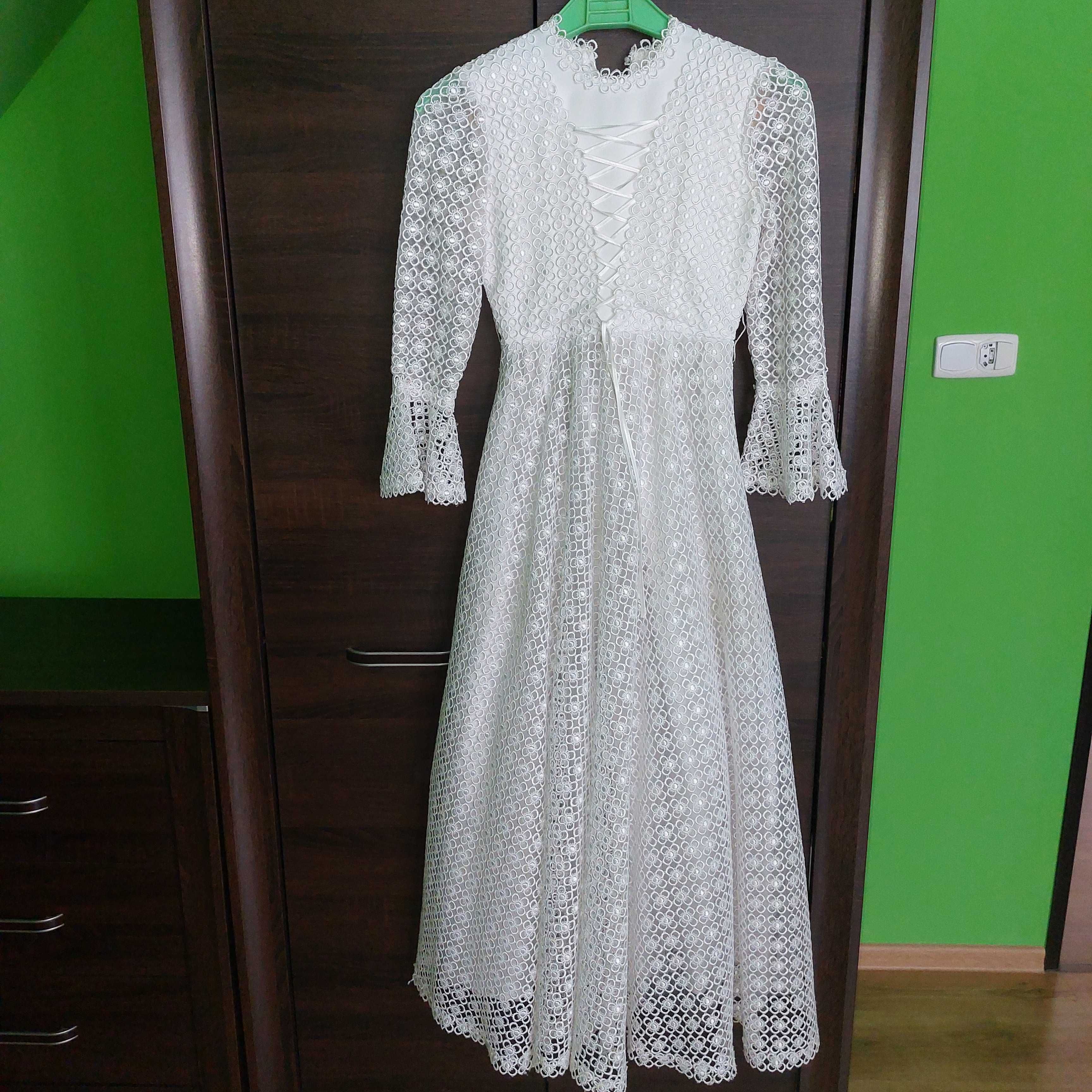 Suknia komunijna sukienka do komunii biała koronkowa stan idealny