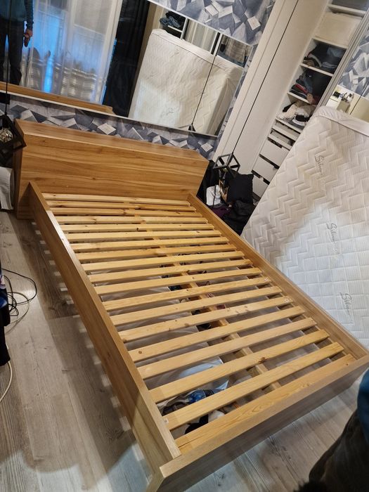 Łóżko ala MALM półka, wysuwana szuflada schowek