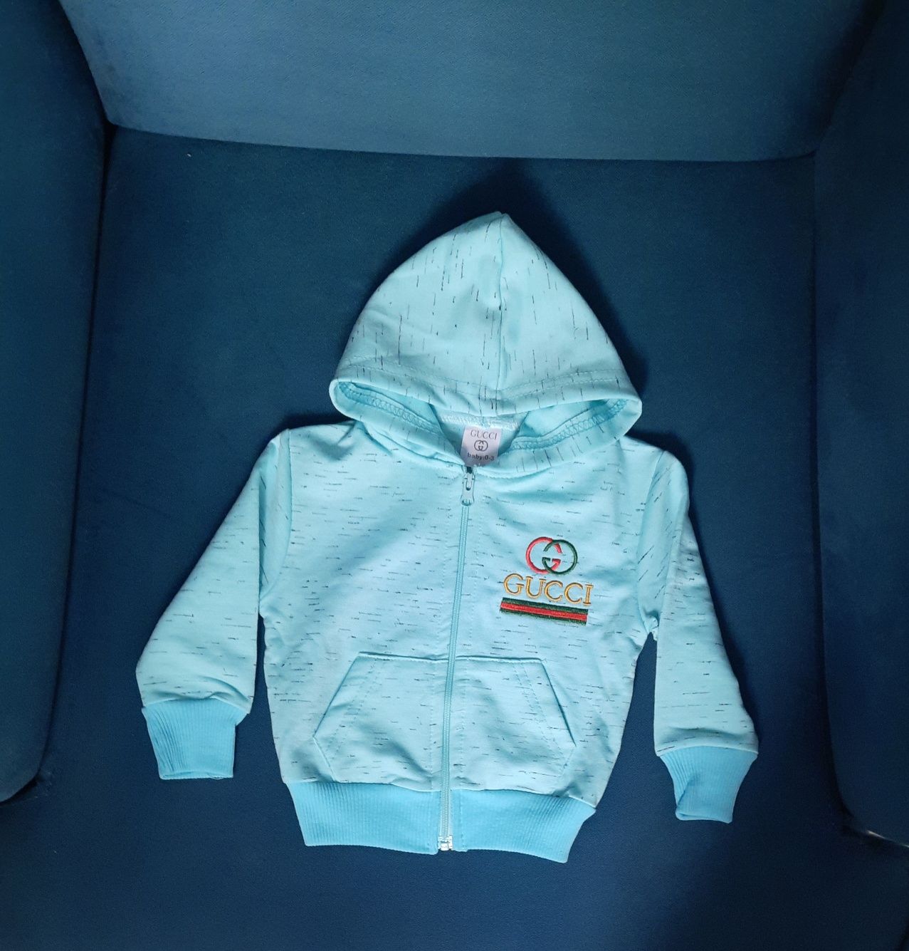 GUCCI Bluza dla noworodka rozpinana z kapturem  r. 0 - 3 mce