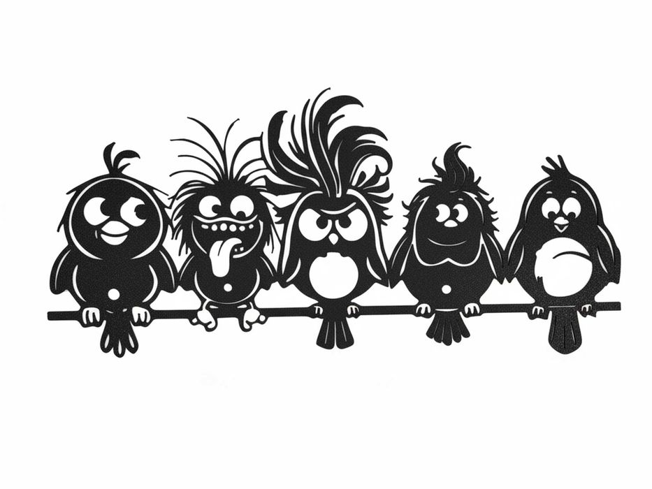 Dekoracja ścienna Szalone Ptaki na gałęzi/WallArt Nowoczesna Ozdoba