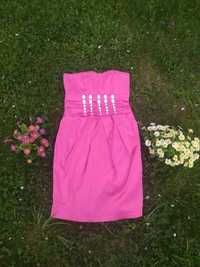 Sukienka różowa z cyrkoniami