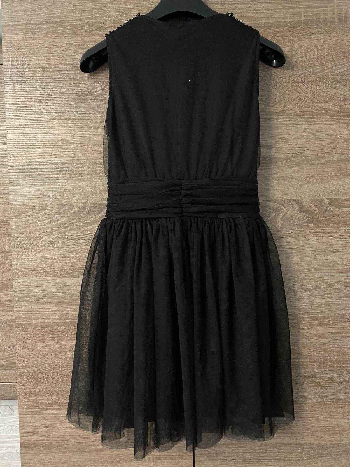 Sukienka czarna rozkloszowana tiulowa z tiulem księżniczka elegancka S